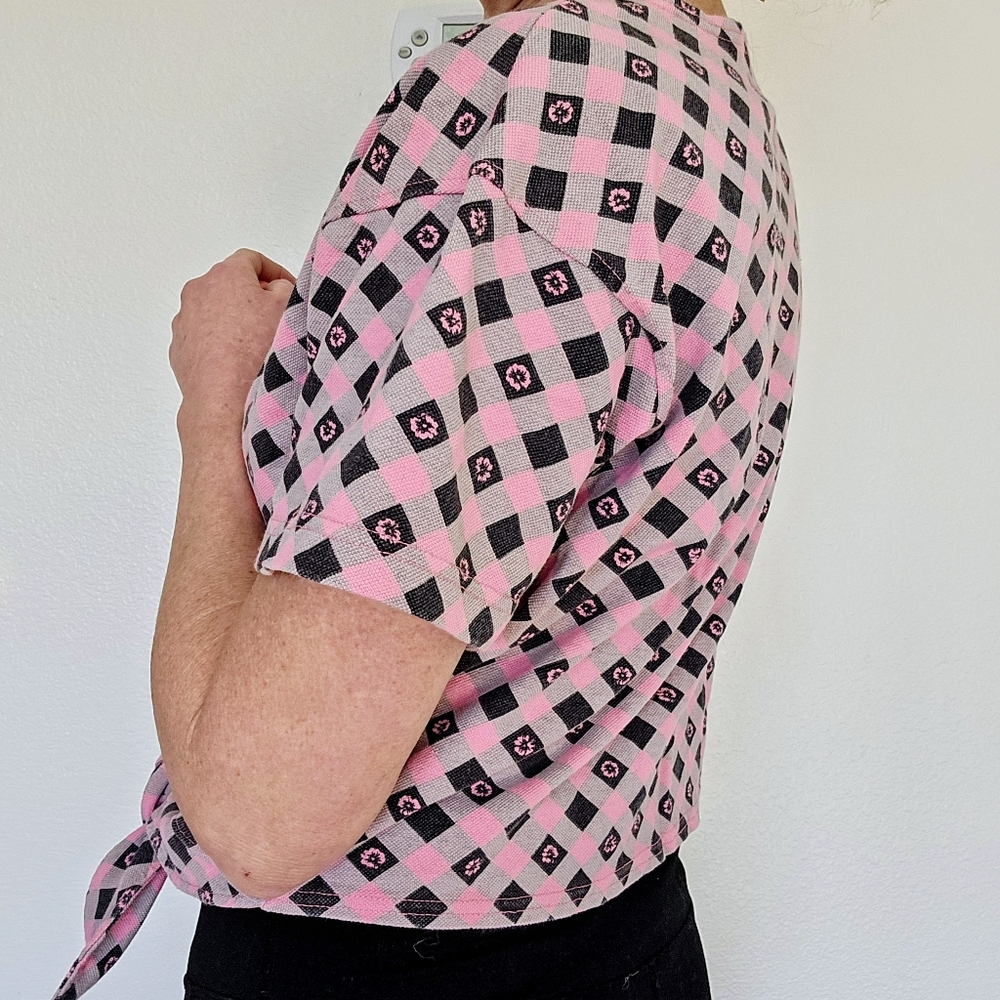 💞VTG 80s New Wave Front Tie Button Down Shirt - Picture 4 of 7